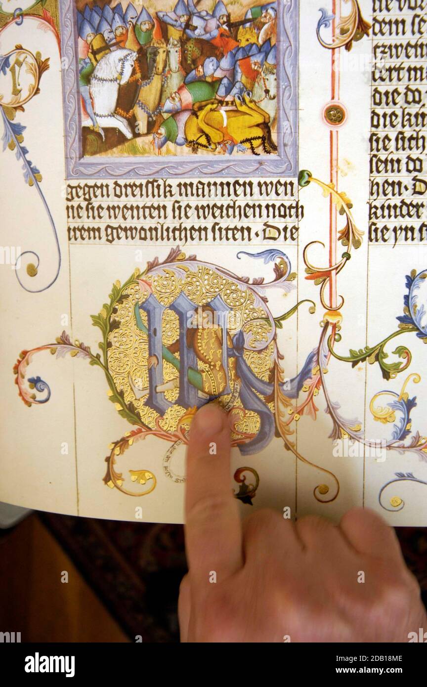 Showing historic letterpress printed book, with artistic font and ...