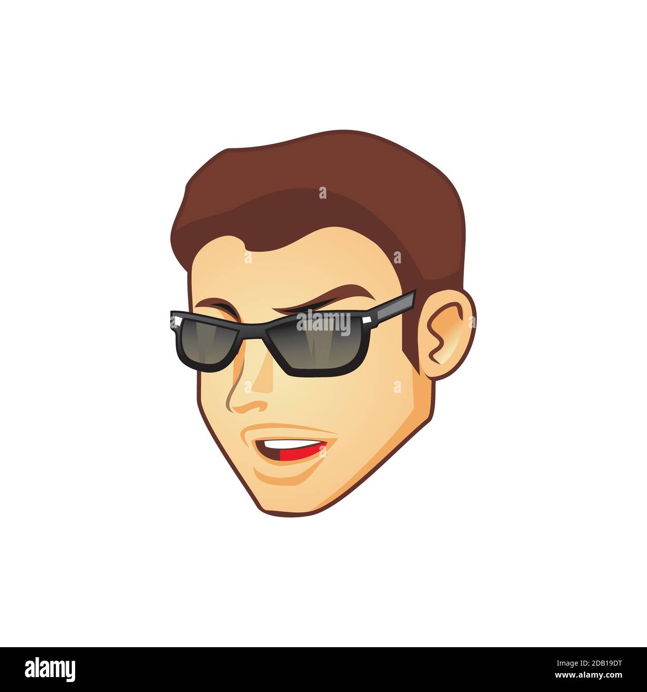 Cool guy head wearing sunglass design illustration vector eps format , suitable for your design needs, logo, illustration, animation, etc. Stock Vector