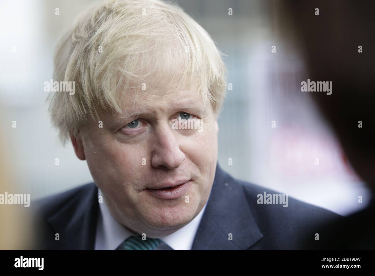 UK Foreign Secretary Boris Johnson walks out after the press conference during his official visit to Sarajevo, Bosnia and Herzegovina, 6, April, 2017. Stock Photo