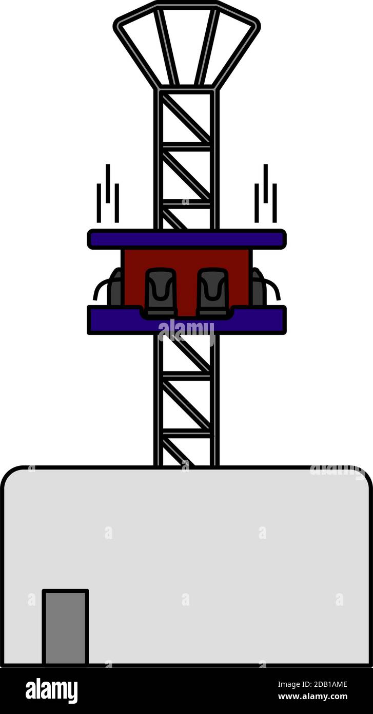 Freefall Ride Icon. Editable Outline With Color Fill Design. Vector