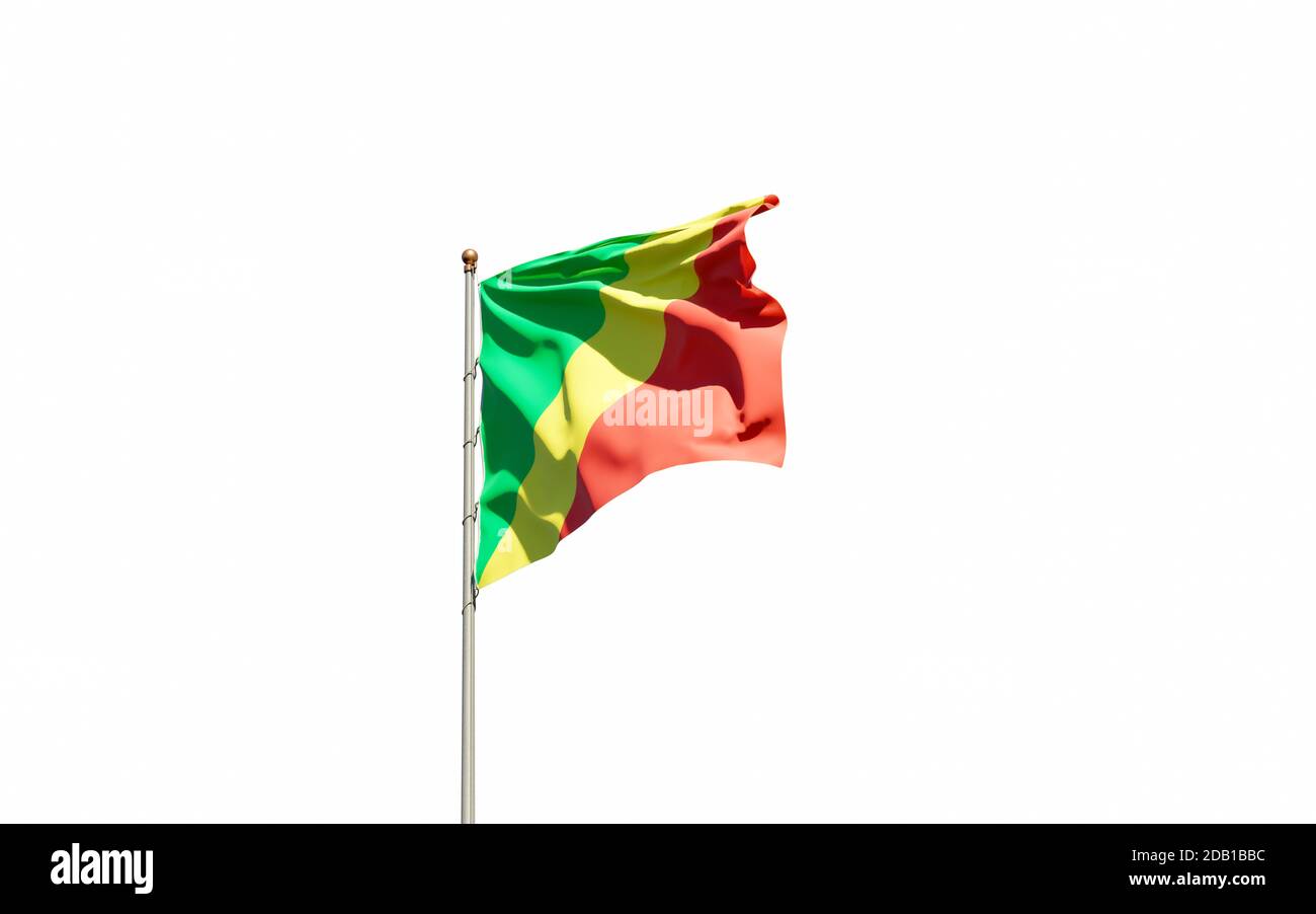 Beautiful national state flag of Congo on white background. Isolated ...