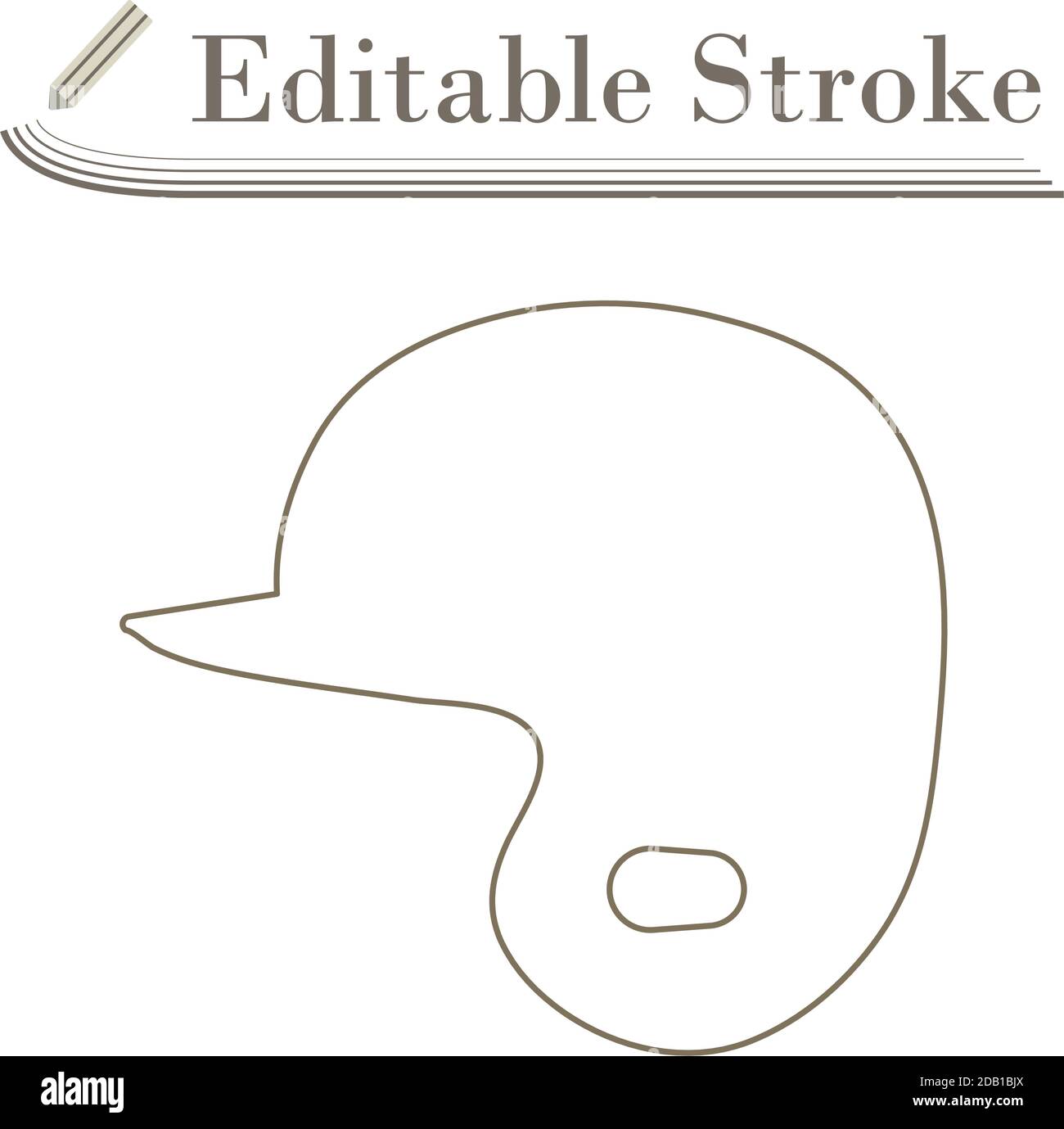 Baseball Helmet Icon. Editable Stroke Simple Design. Vector