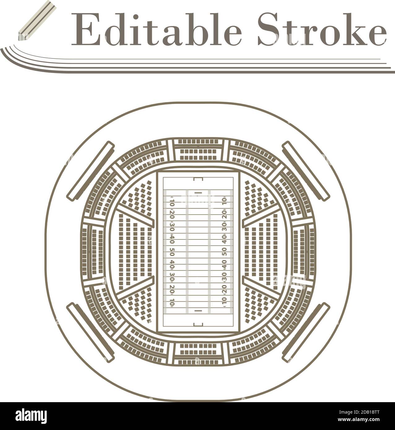 American Football Stadium Bird's-eye View Icon. Editable Stroke Simple ...