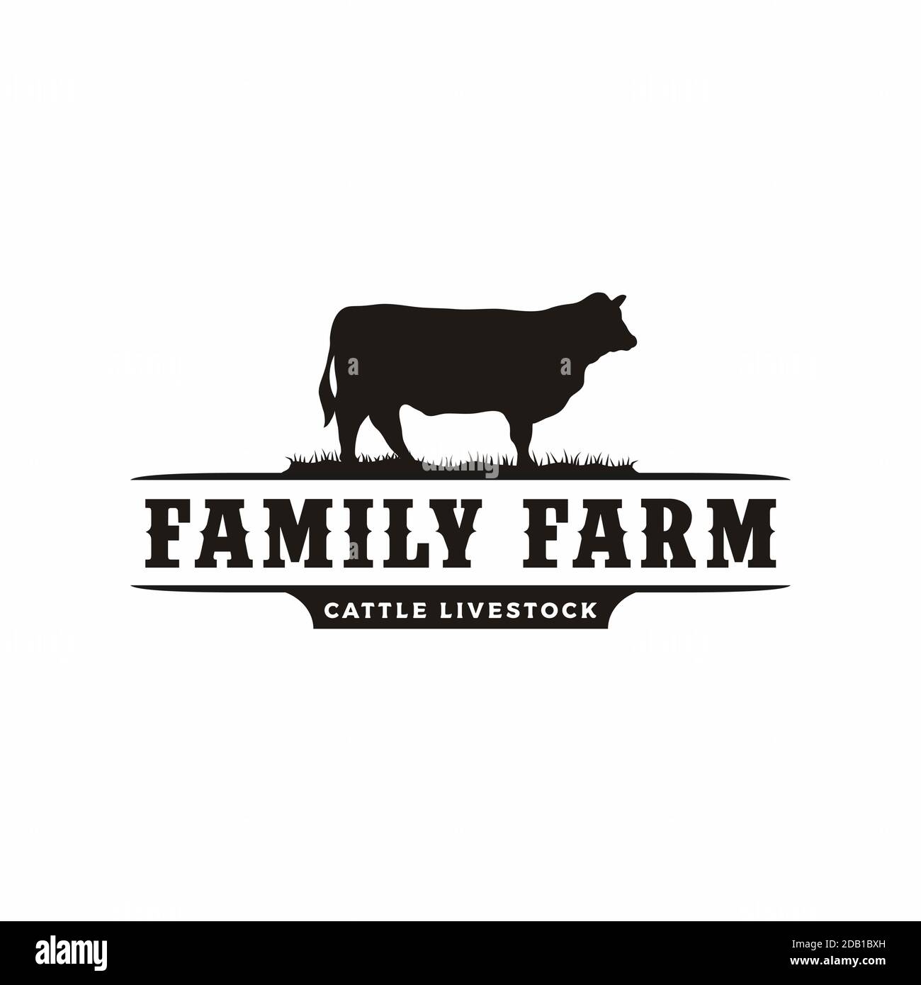 Vintage Retro Angus Cattle or Livestock logo design Stock Vector