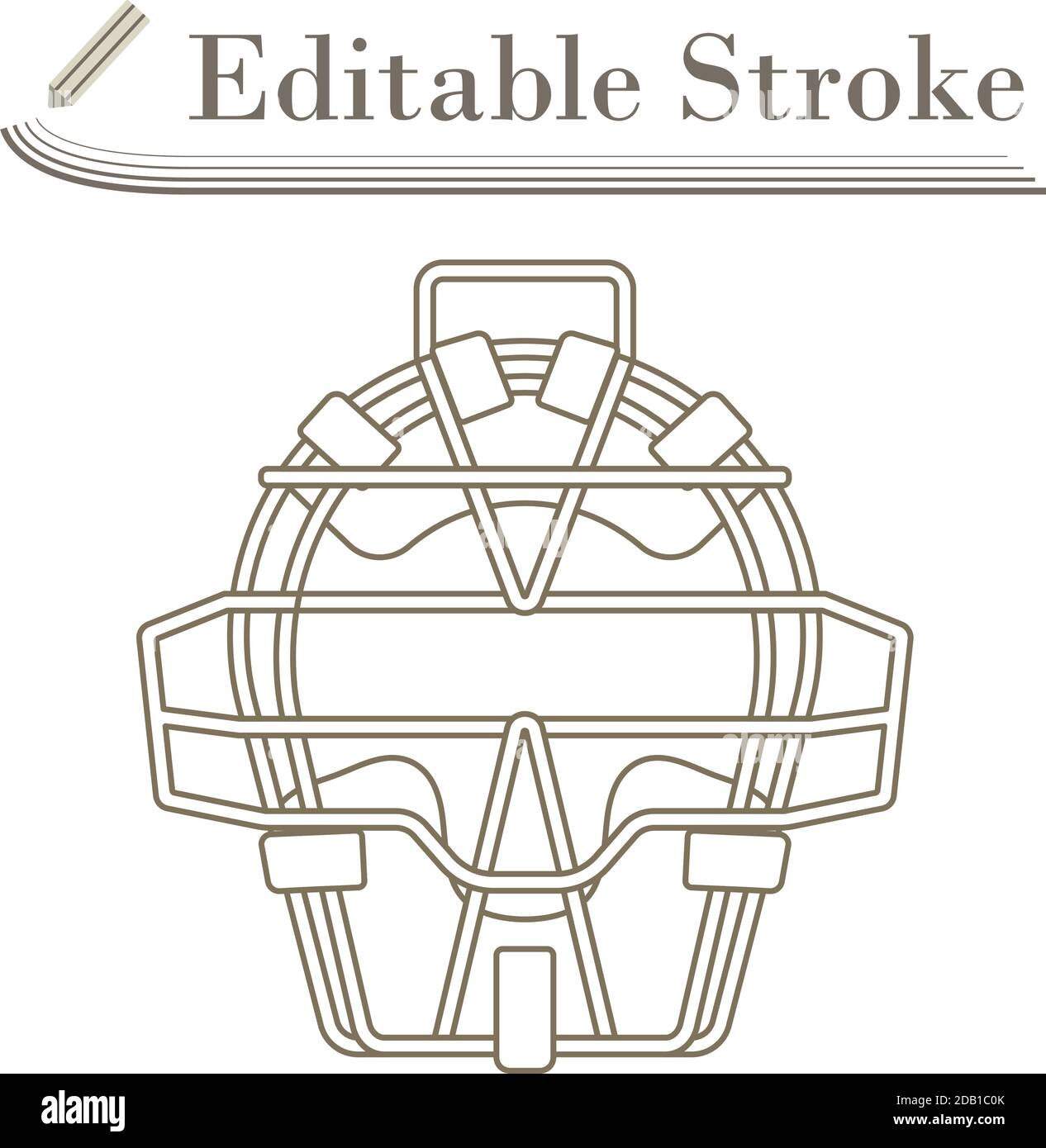 Baseball Face Protector Icon. Editable Stroke Simple Design. Vector