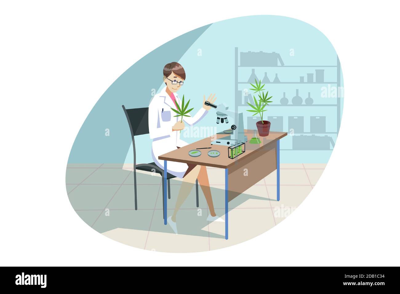 Marijuana, cannabis, medical research, analysis concept Stock Vector