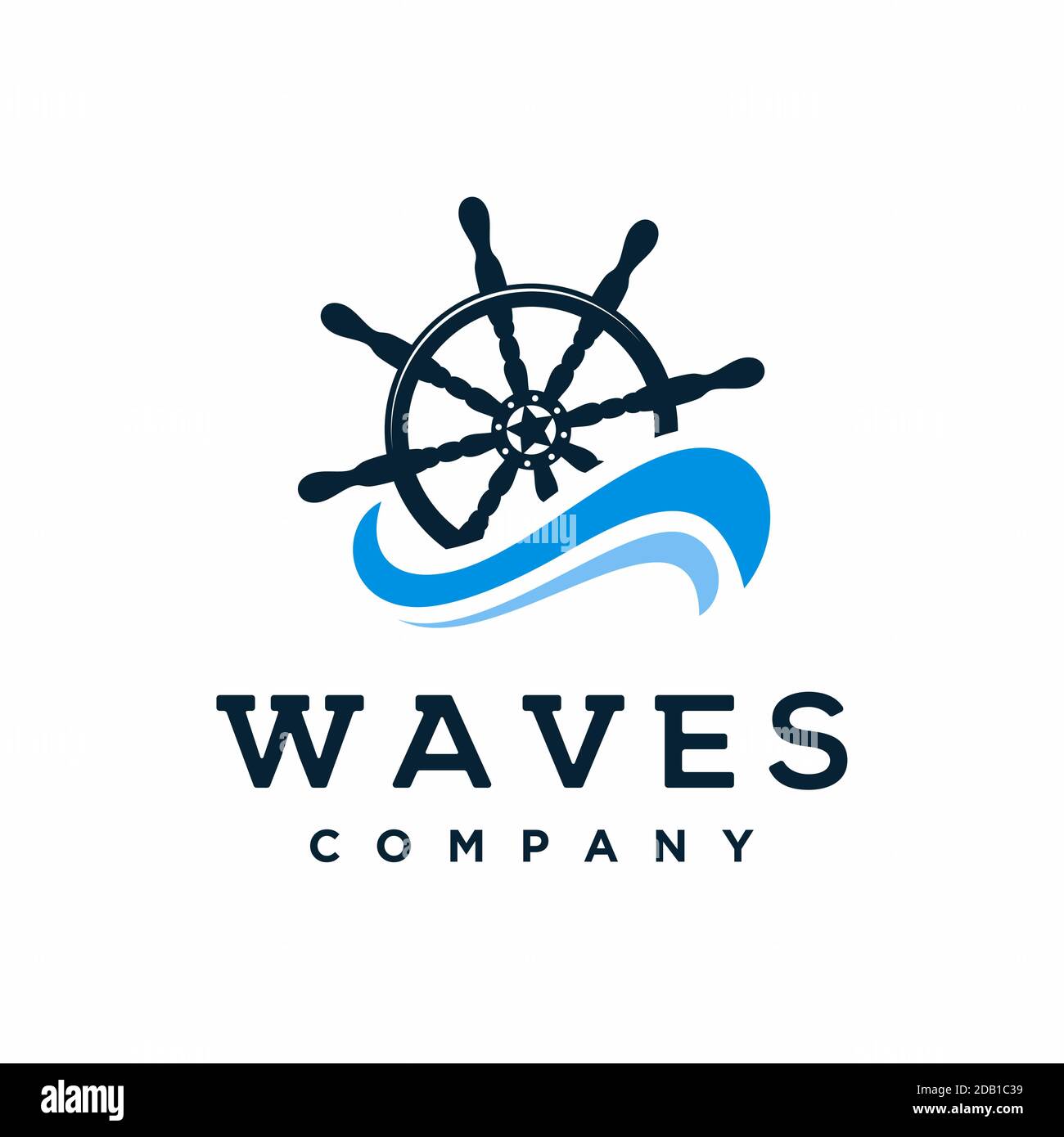 Ship steering wheel with waves logo design Stock Vector Image & Art Alamy
