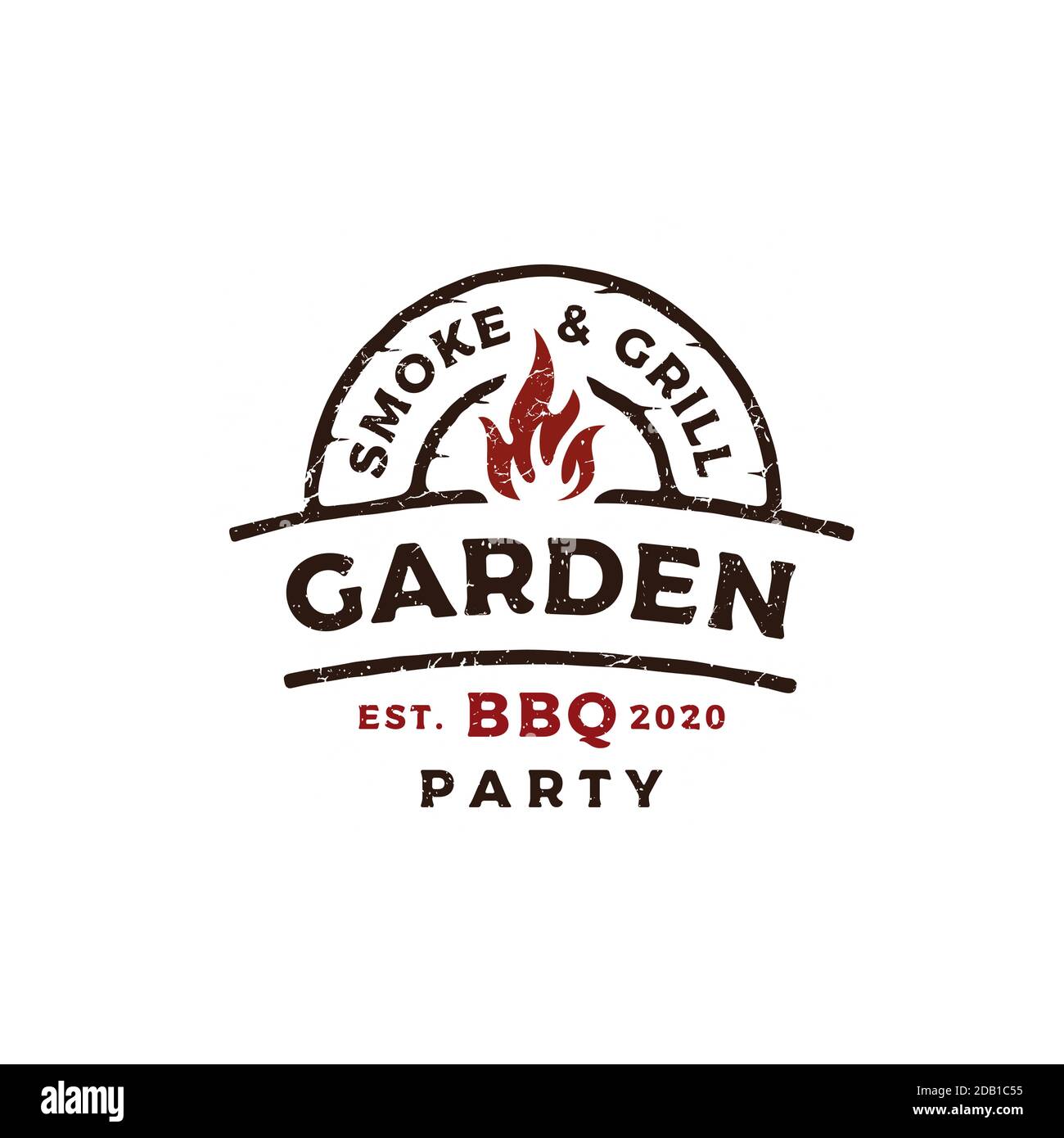 Rustic Vintage BBQ Grill, Barbecue, Barbeque Label Stamp Logo design Stock Vector