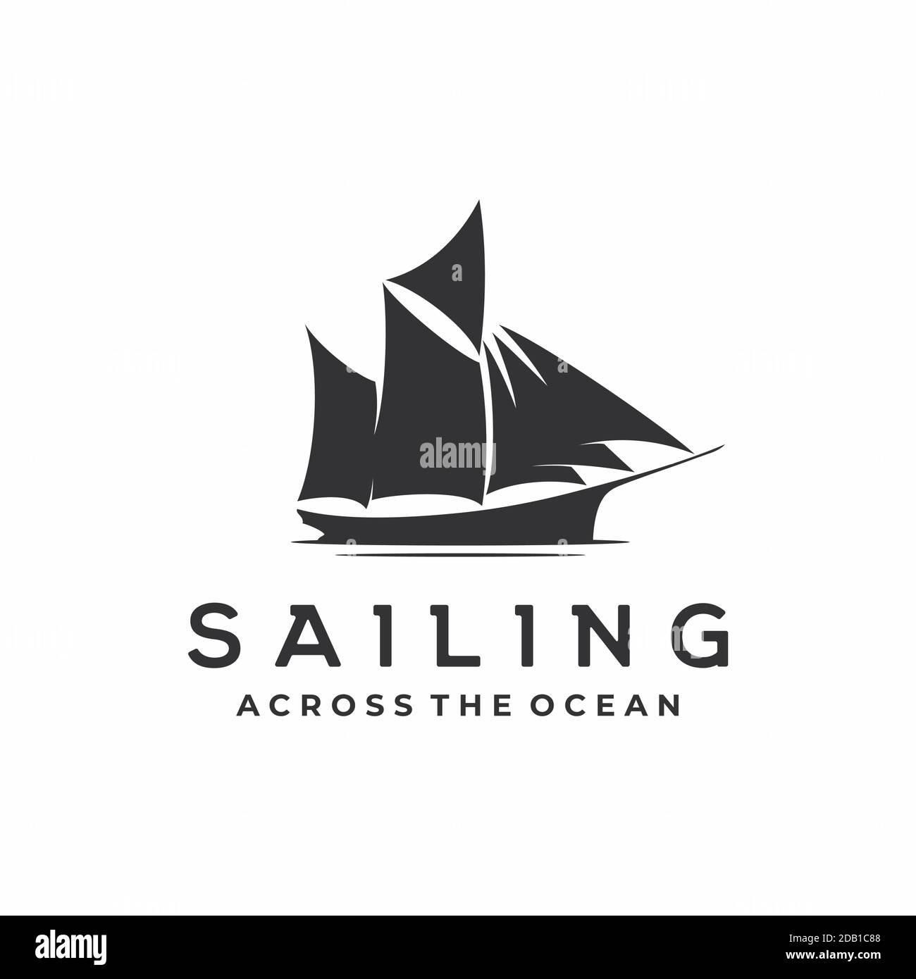 Vintage sailing ship silhouette logo design Stock Vector Image & Art ...
