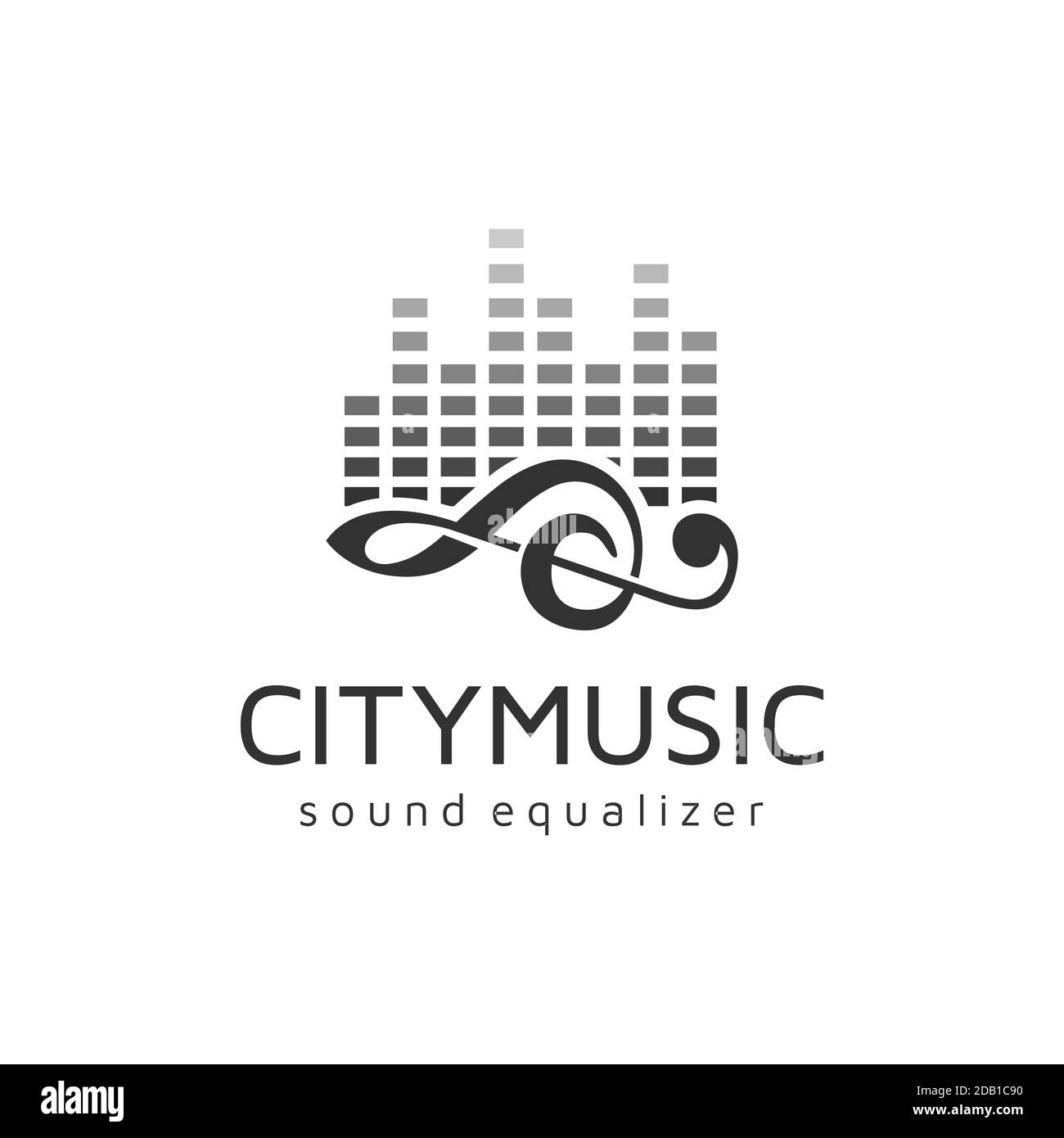 Music Notes icon and Sound Equalizer for Studio Recording Logo design inspiration Stock Vector