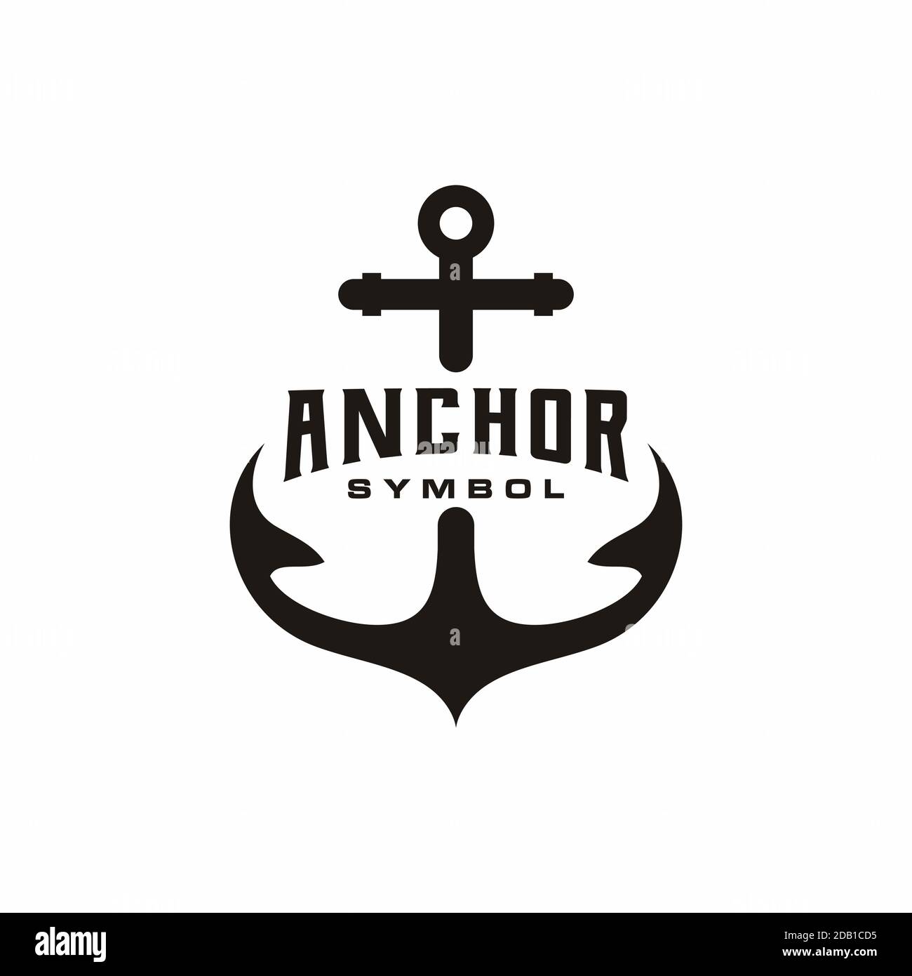 Simple silhouette anchor logo design for boat ship navy nautical