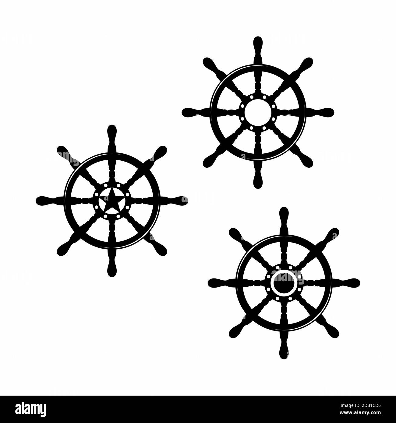 Steering Wheel for Boat Ship Yacht Compass Transport logo design Stock