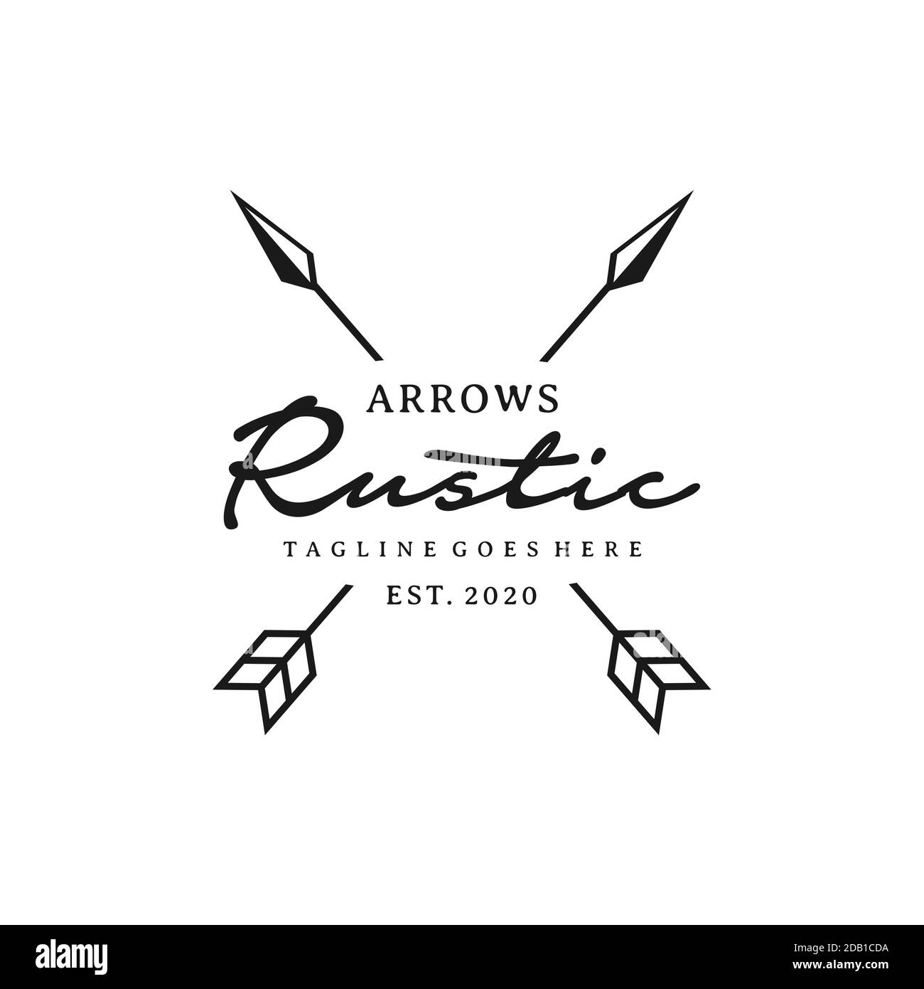 Vintage Rustic Hipster Crossed Arrow logo design Stock Vector ...
