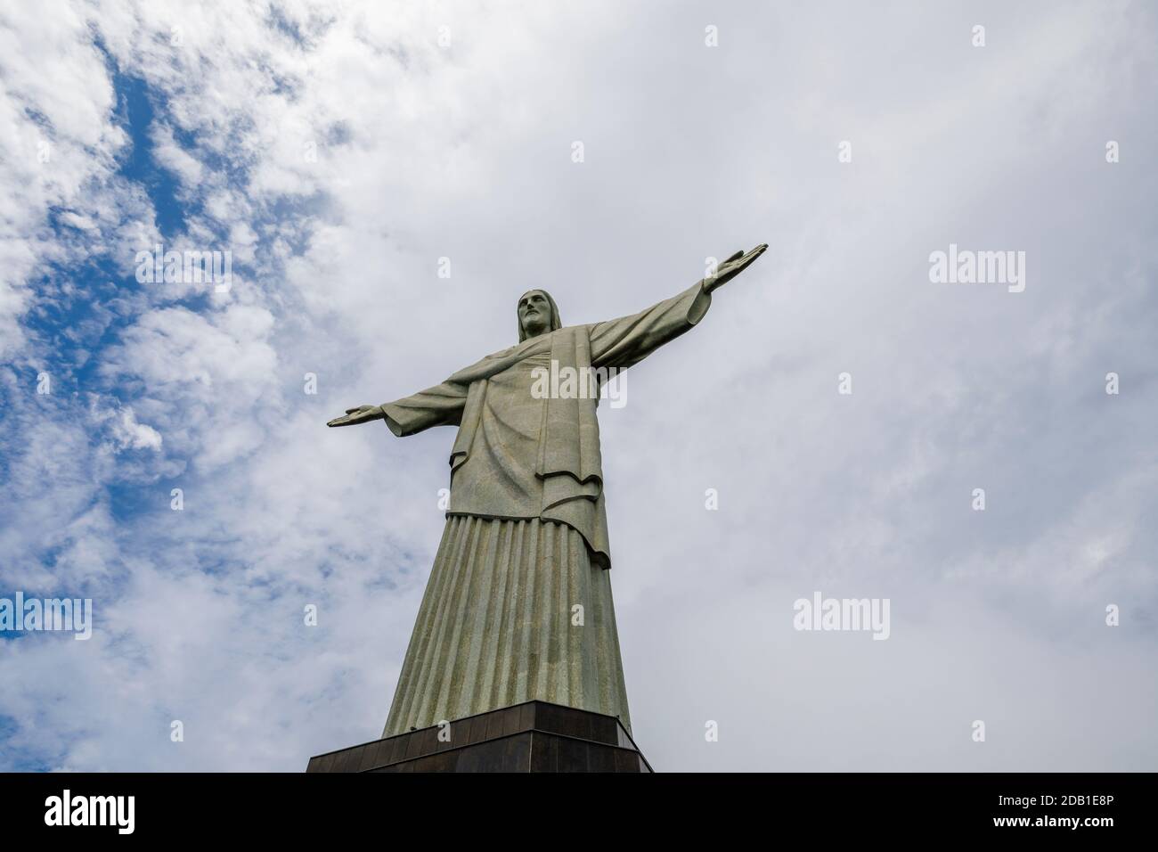 Mirador Cristo Redentor, the huge iconic statue of Christ the Redeemer with outstretched arms on Corcovado Mountain, Rio de Janeiro, Brazil Stock Photo