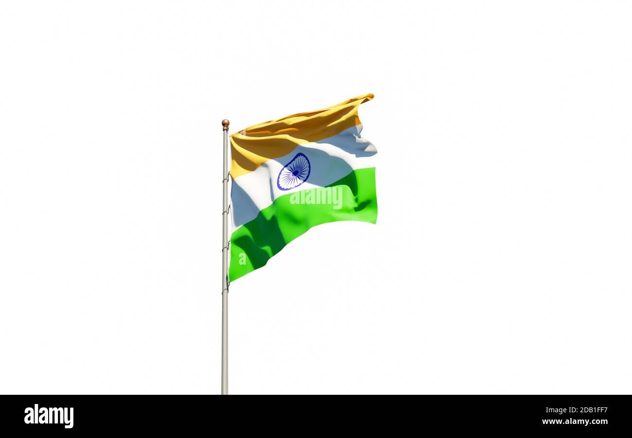 Beautiful national state flag of India on white background ...