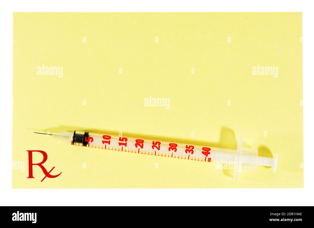 Insulin Rx Label RX prescription on Insulin syringe isolated on white background Stock ...