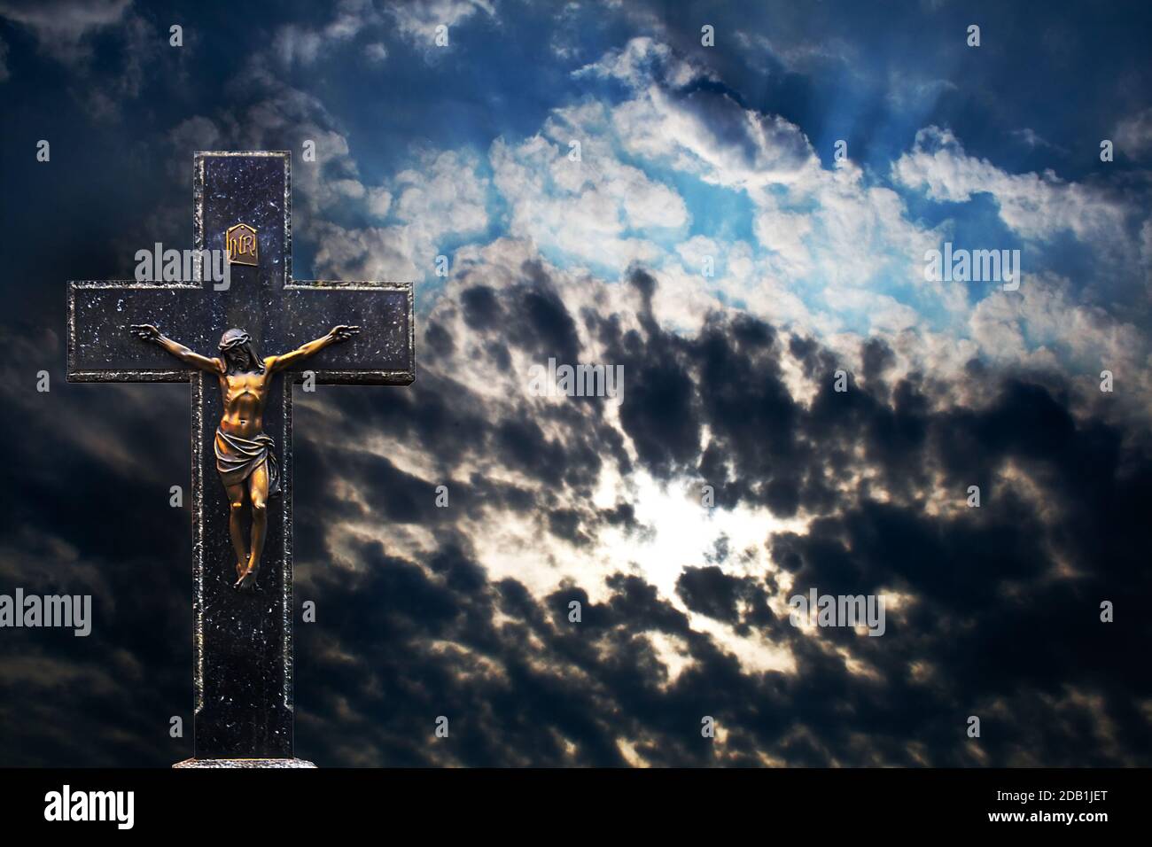 Jesus Christ on the Cross at Sunset background Stock Photo - Alamy