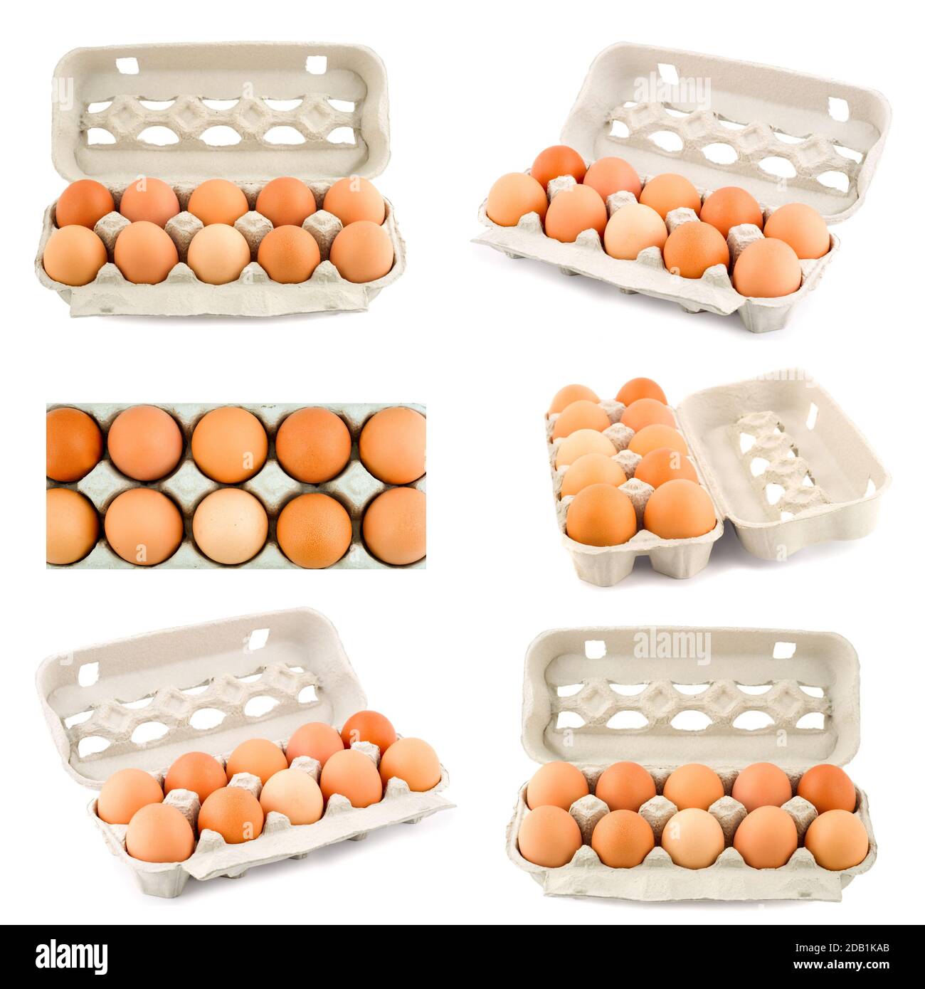 Chicken eggs box set on white background Stock Photo - Alamy