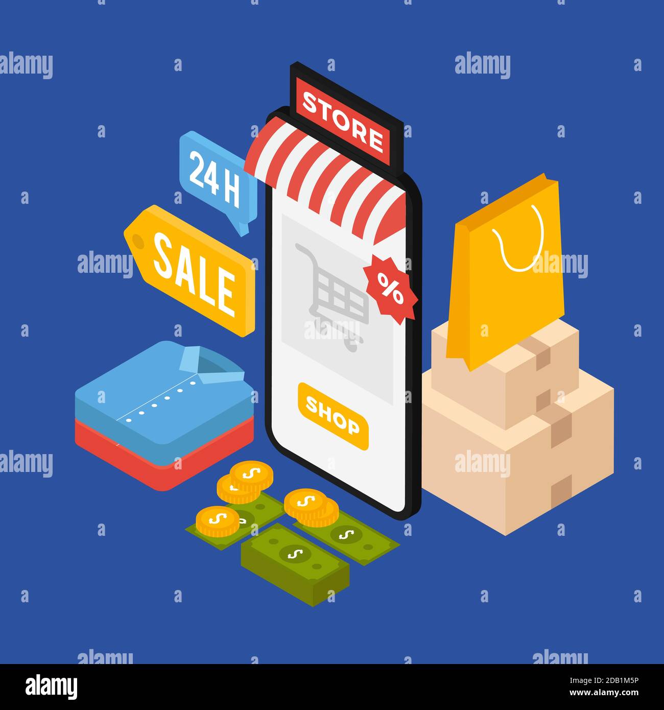 Isometric e-commerce - concept Vector illustration Stock Vector
