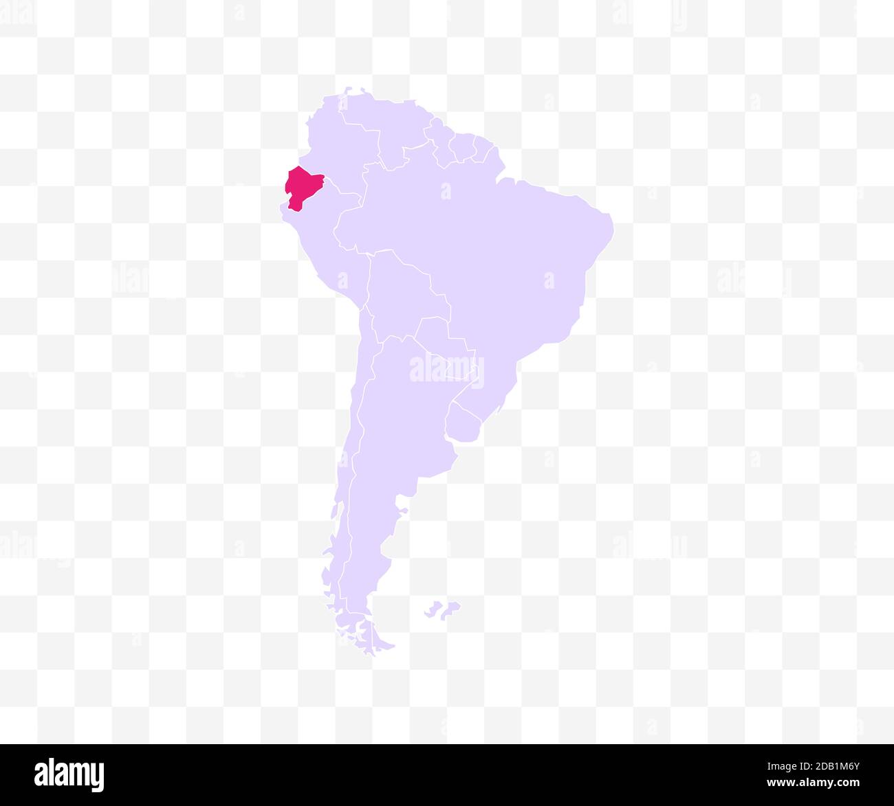 Ecuador on South America map vector. Vector illustration. Stock Vector