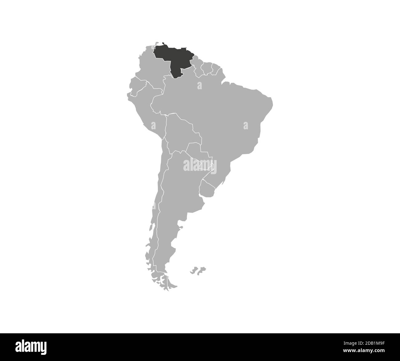 Venezuela on South America map vector. Vector illustration. Stock Vector
