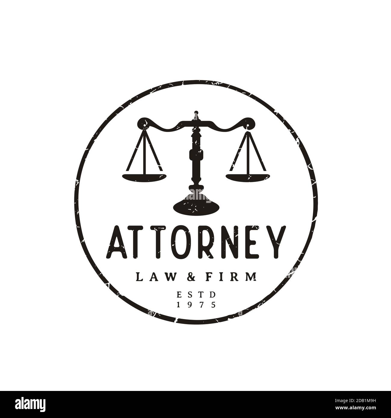 Vintage Rustic Justice scales stamp badge for attorney, Law firm, Law
