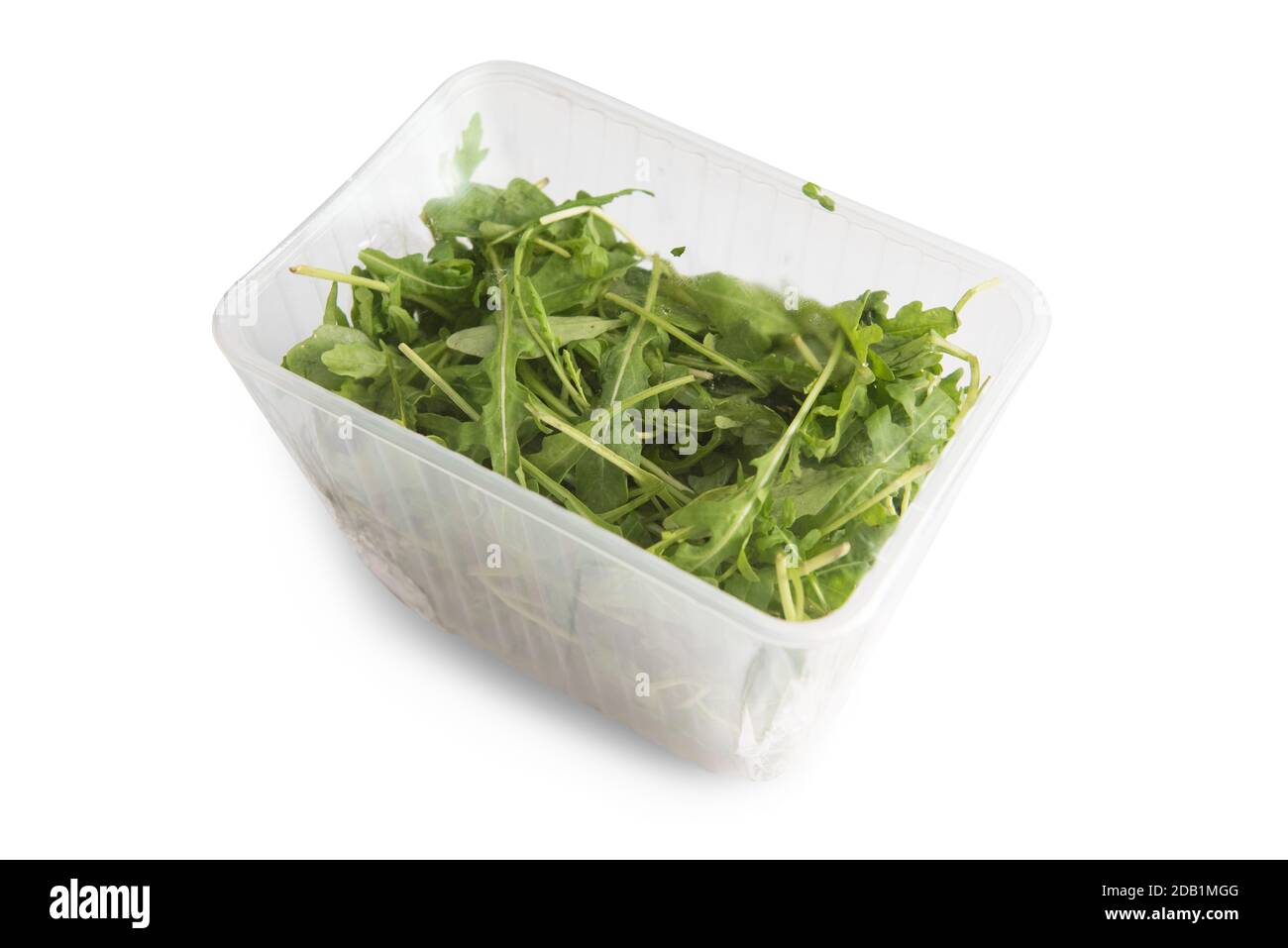 Arugula in plastic bag Stock Photo
