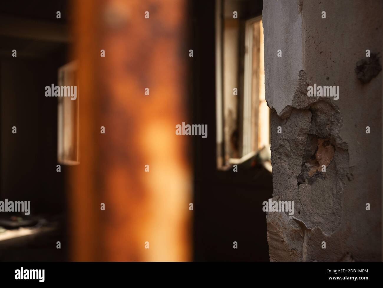 Decay, poverty, economic crisis, depression concept. Destroyed room in ...