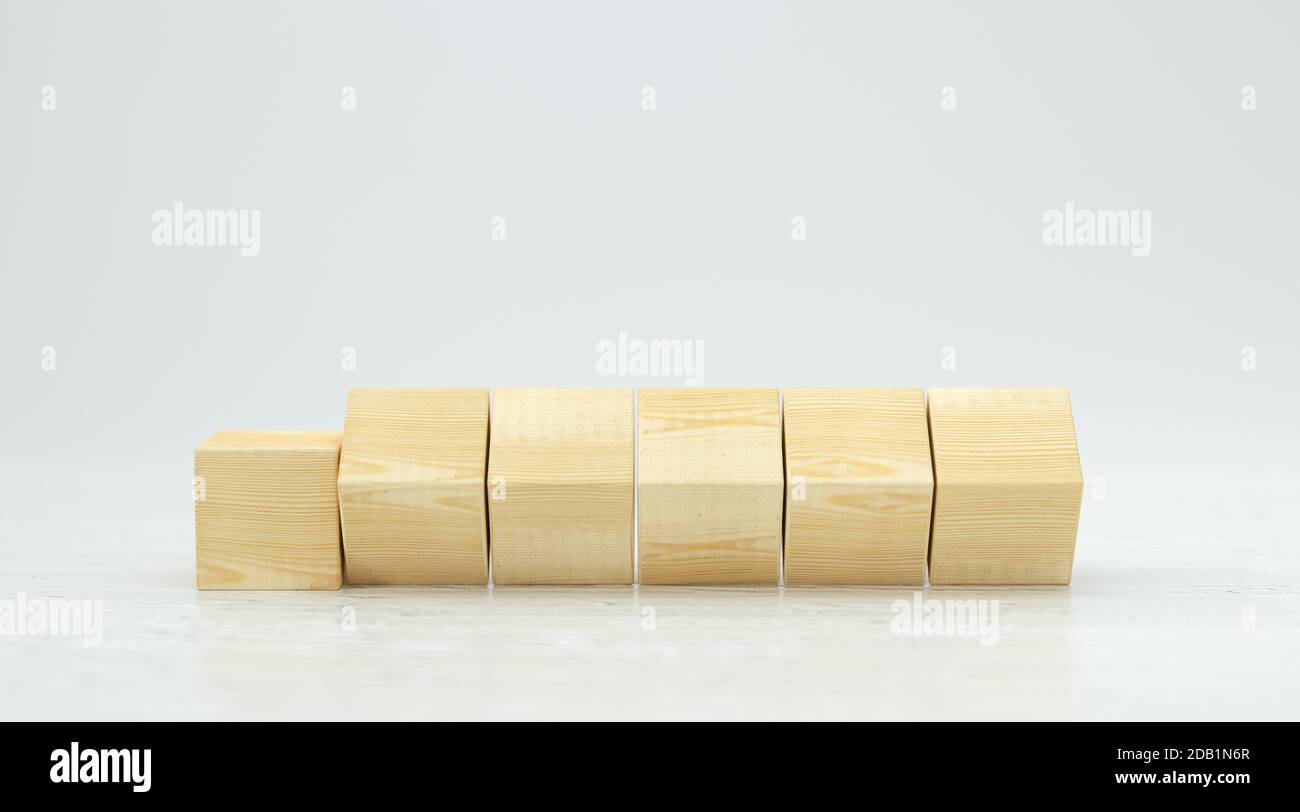 empty wooden cubes for own messages and icons on white background - 3d ...
