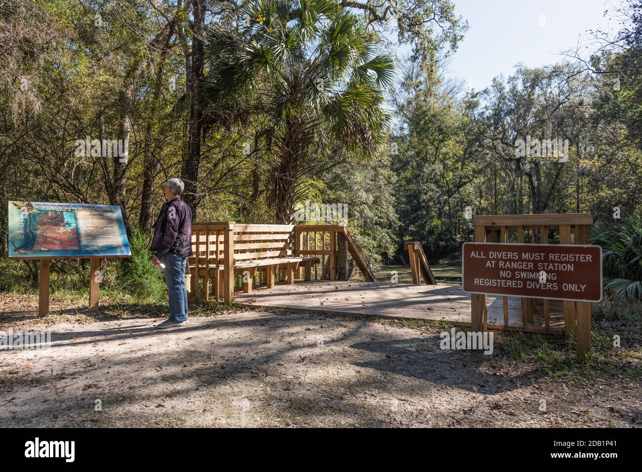 Manatee Springs Florida USA Divers Cave water entrance Stock Photo - Alamy