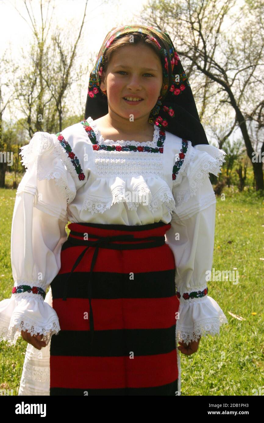Portrait of young girl wearing a traditional costume in Maramures, Romania  Stock Photo - Alamy