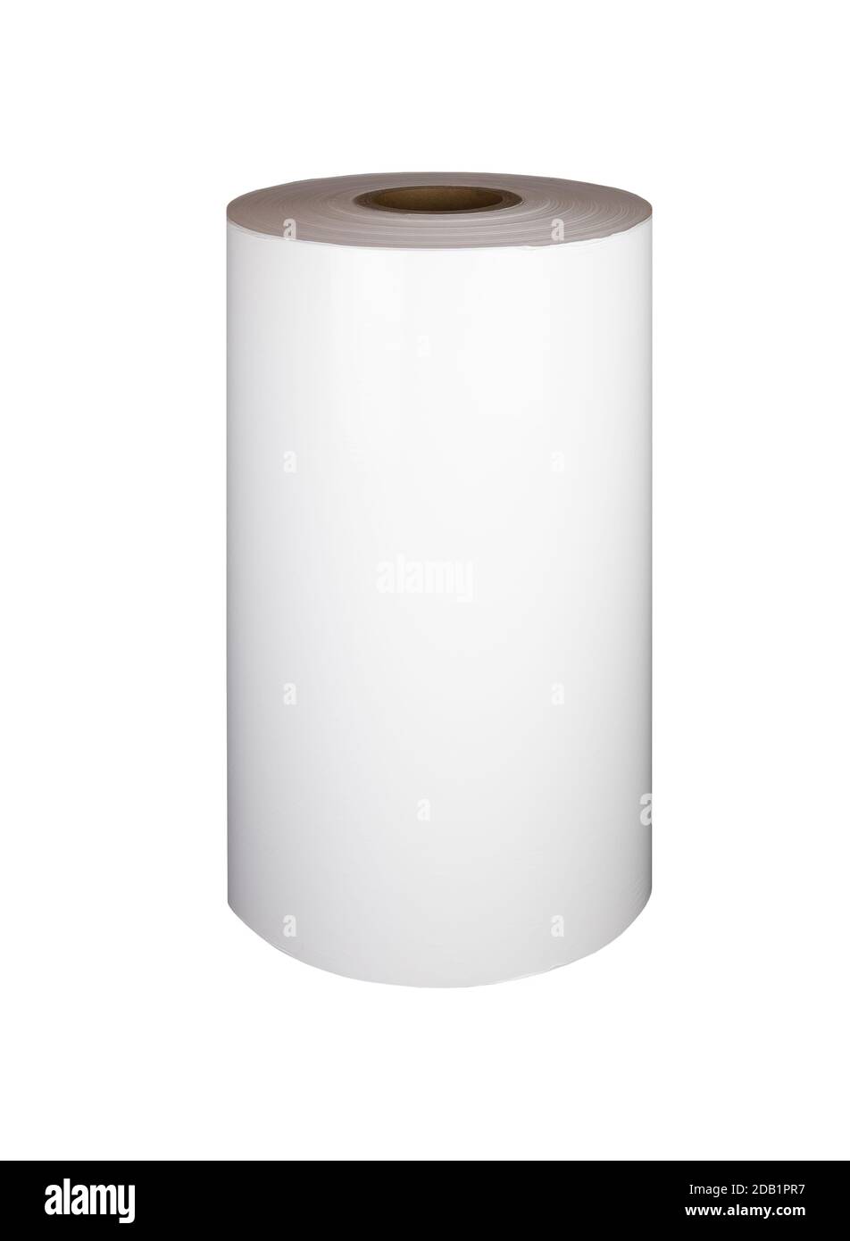 Rolls of wrapping plastic stretch film on white background