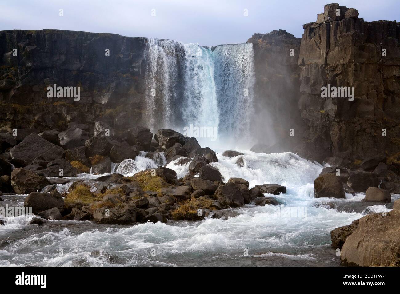 River in a part of the rift valley at Pingvellar in Iceland. Caused by ...