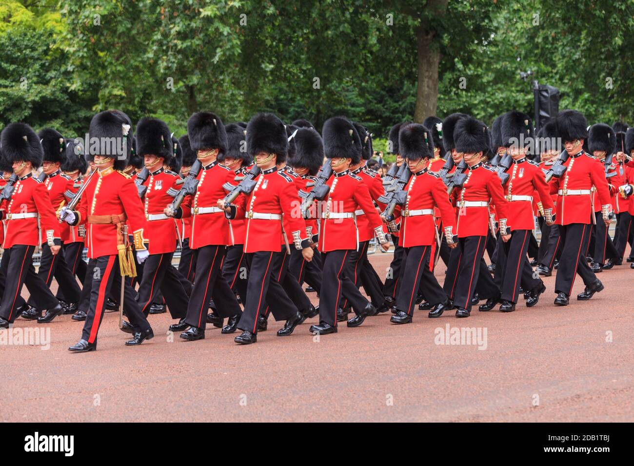 Grenadier Foot Guard Soldiers of the Queen's Guard marching at Trooping