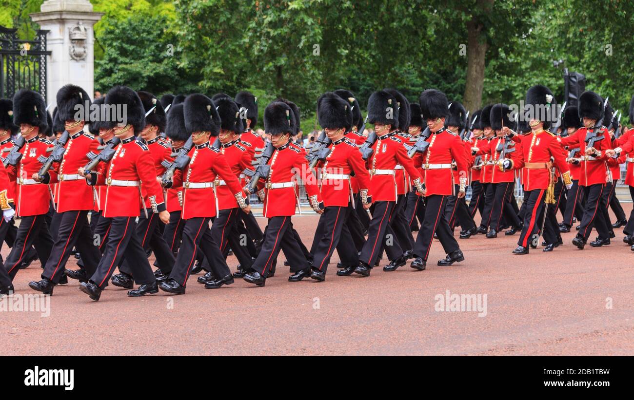 Grenadier Foot Guard Soldiers of the Queen's Guard marching at Trooping