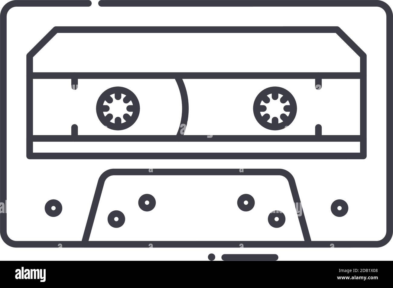 Cassette tape icon, linear isolated illustration, thin line vector, web