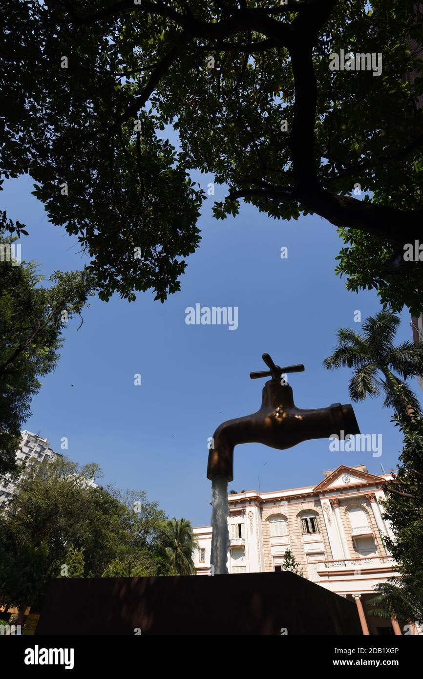 Magic Floating Tap Giant Magic Tap, an outdoor floating tap fountain hovering above a pool ...