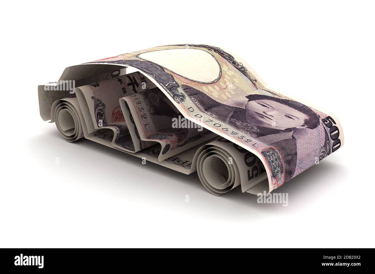 Car Finance With Japanese Yen (Isolated on white background Stock Photo