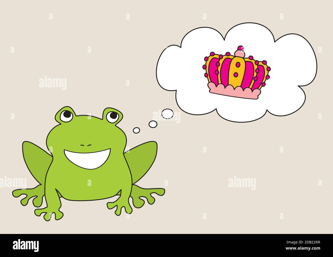 Prince or princess frog dreaming about crown Stock Vector