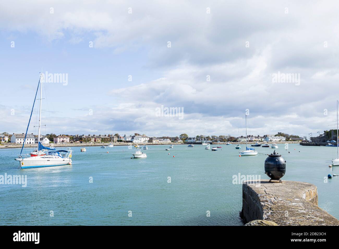 Boats moored in the harbour at Dungarvan, County Waterford, Ireland, Stock Photo