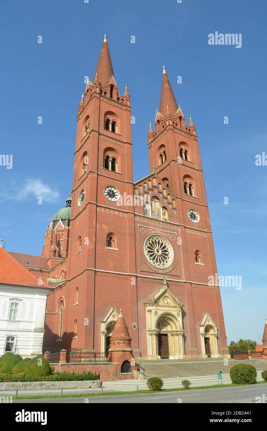 A vertical shot of the historical Dakovo Cathedral in Dakovo, Croatia Stock Photo