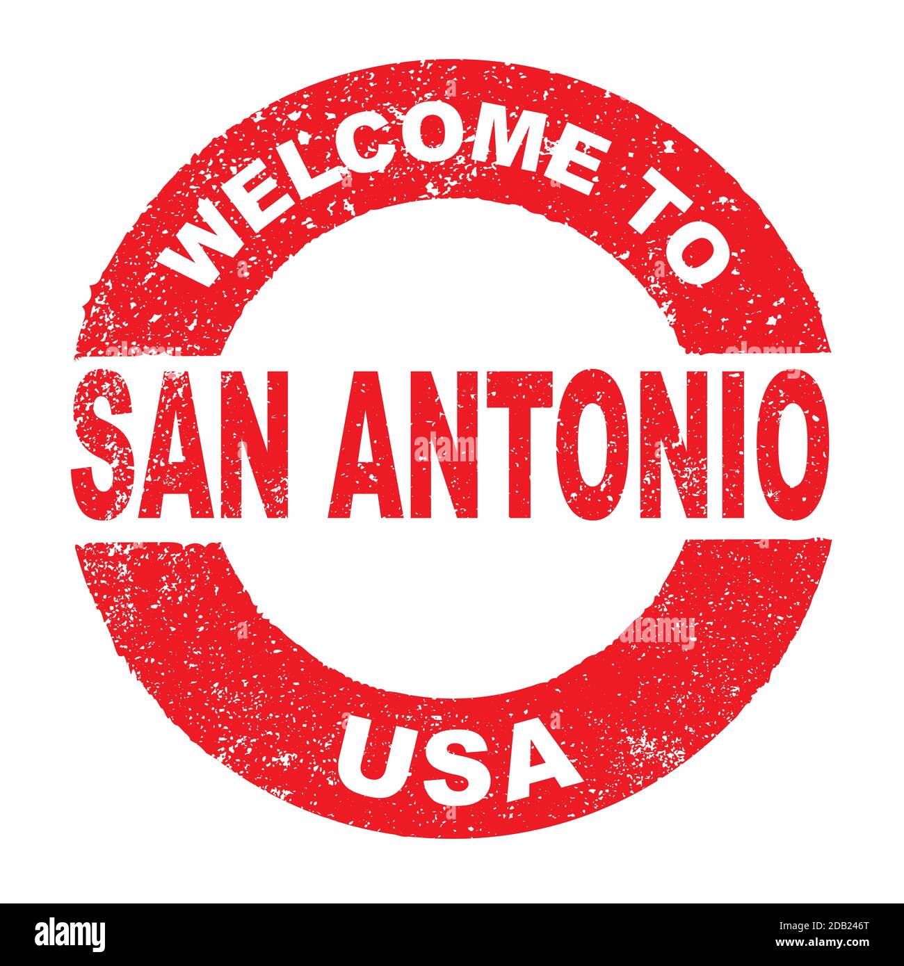 A grunge rubber ink stamp with the text To San Antonio USA over a white background Stock