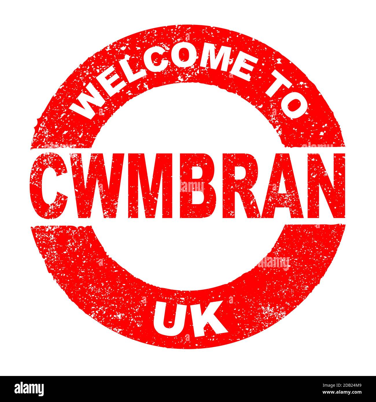 A grunge rubber ink stamp with the text Welcome To Cwmbran UK over a white background Stock Photo