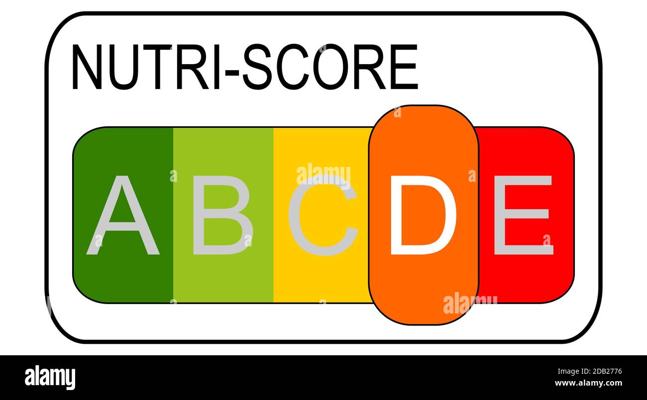 Nutri-Score Label level D, 5-colour Nutrition Label on white background ...