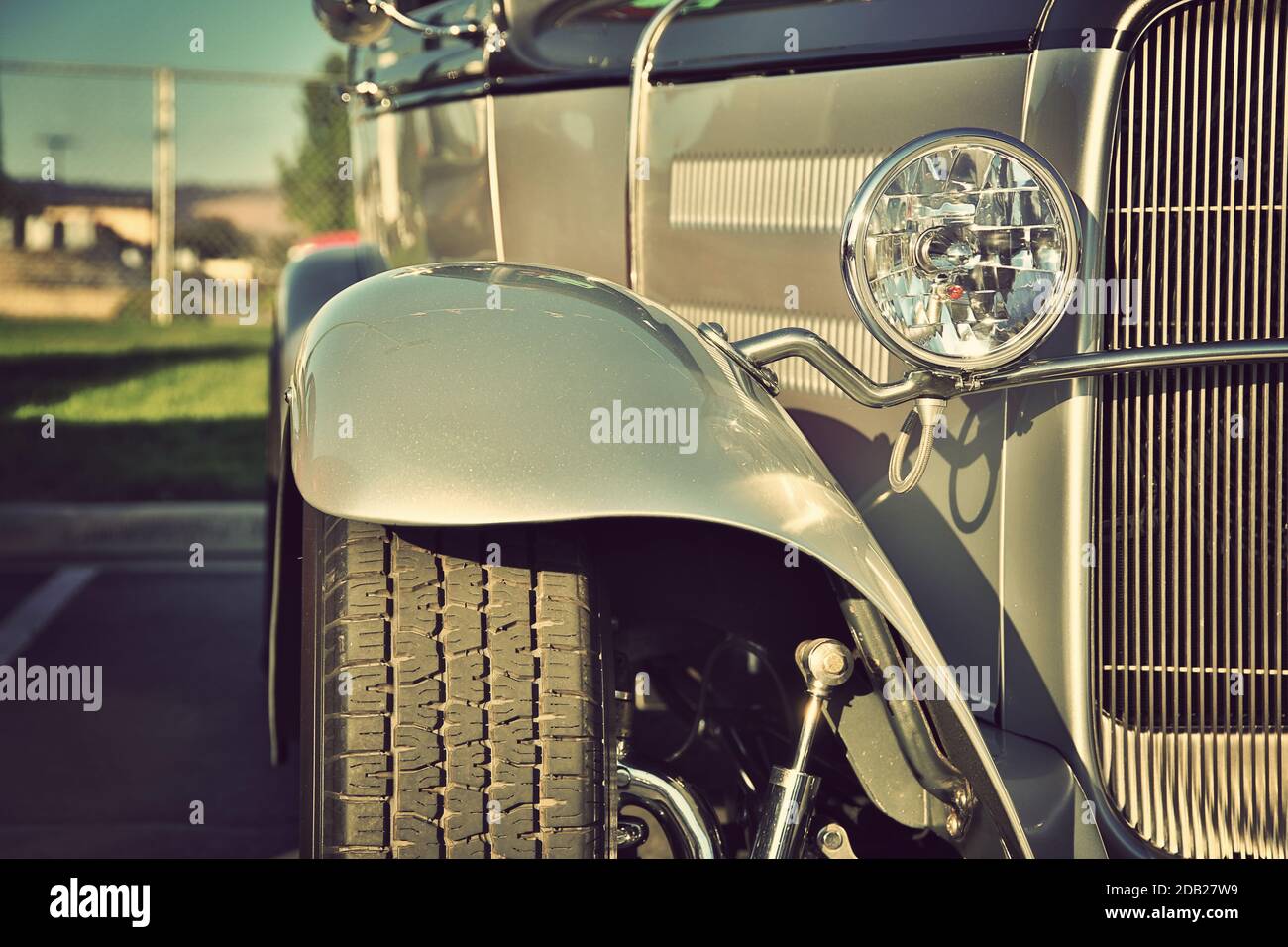 Classic vintage car headlights closeup Stock Photo Alamy