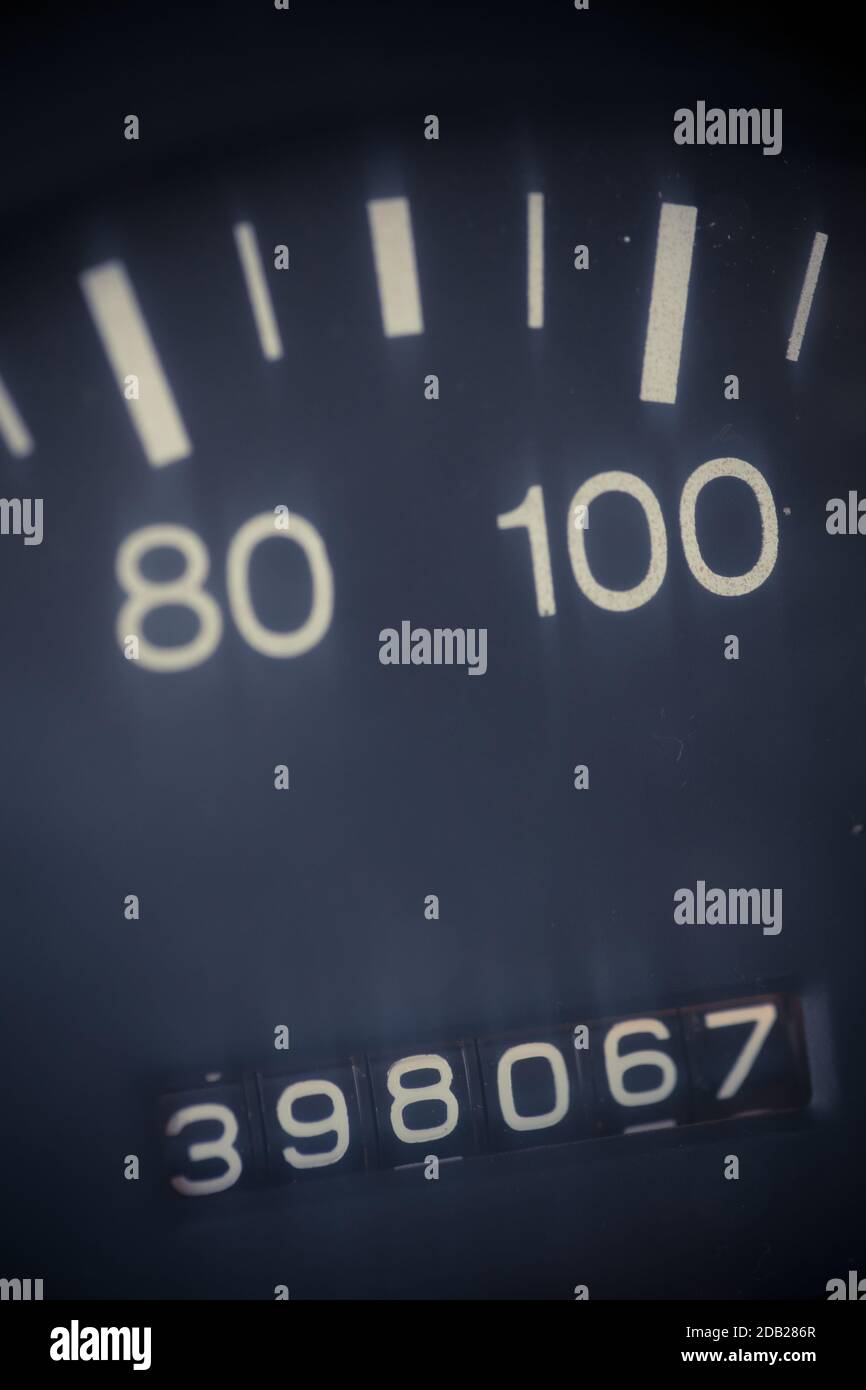 Car odometer showing a very high mileage Stock Photo Alamy