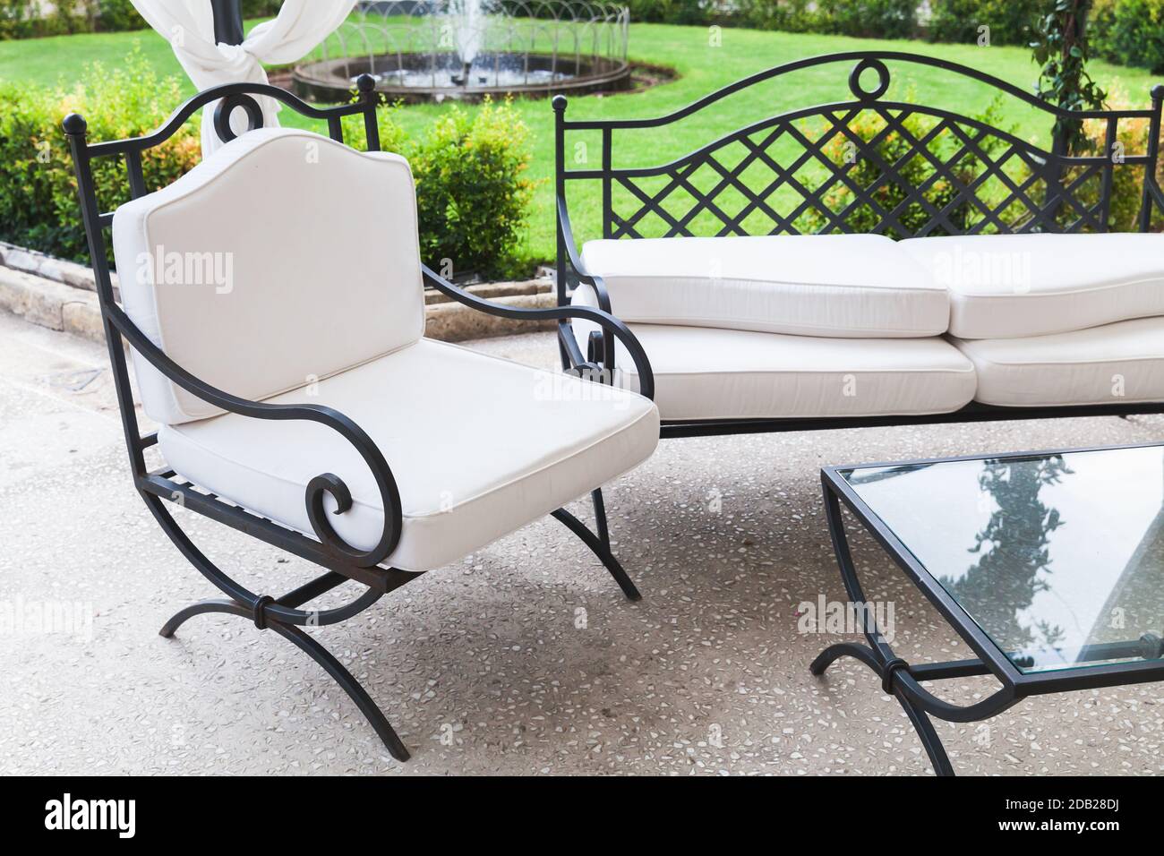 furniture of an outdoor recreational area of public park Stock