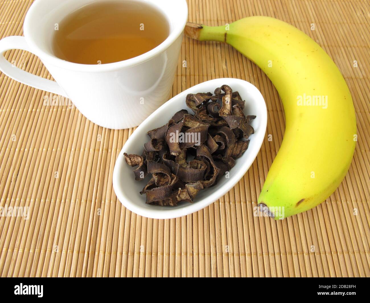 Banana peel tea, tea from organic bananas peels Stock Photo