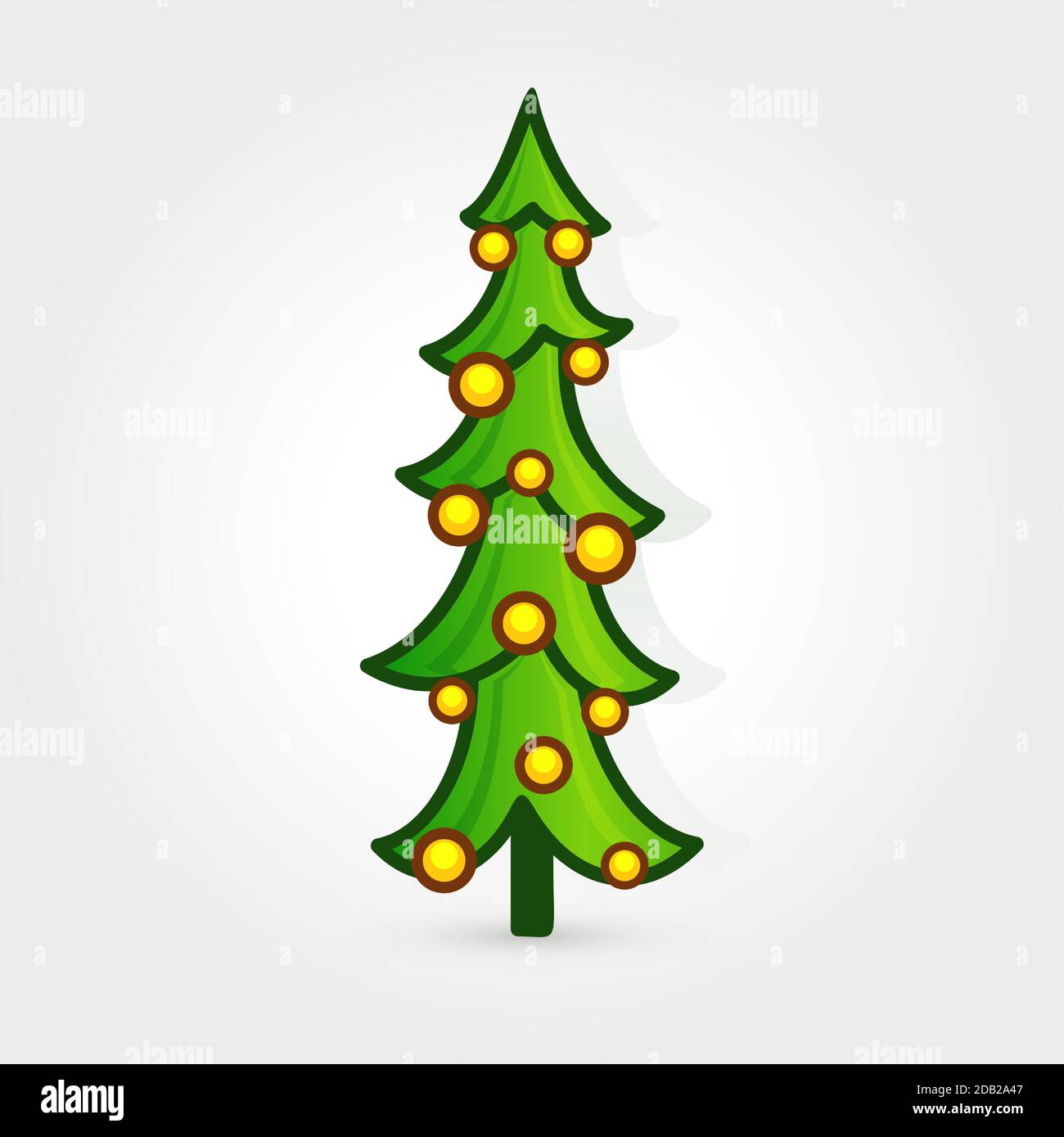 Christmas tree vector icon. Decorated tree in flat line art style ...