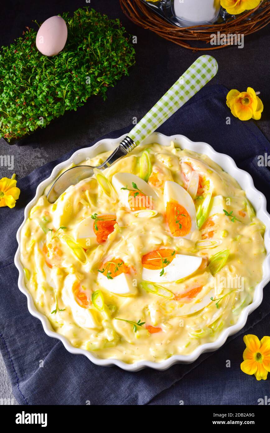 Spring egg salad chives and delicious mayonnaise Stock Photo Alamy